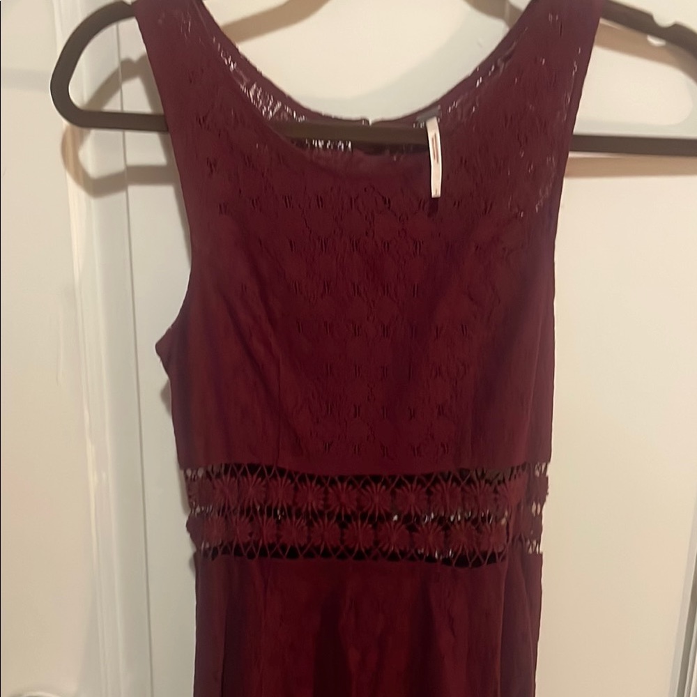 Free People Red Ruched Ruffled Sheath Dress